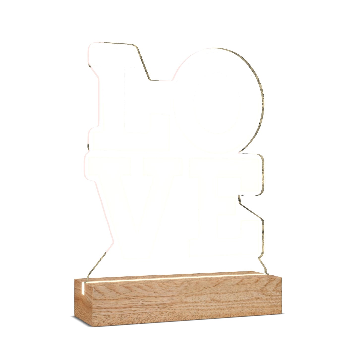 Personalized Shape LED Lamp on Wooden Base