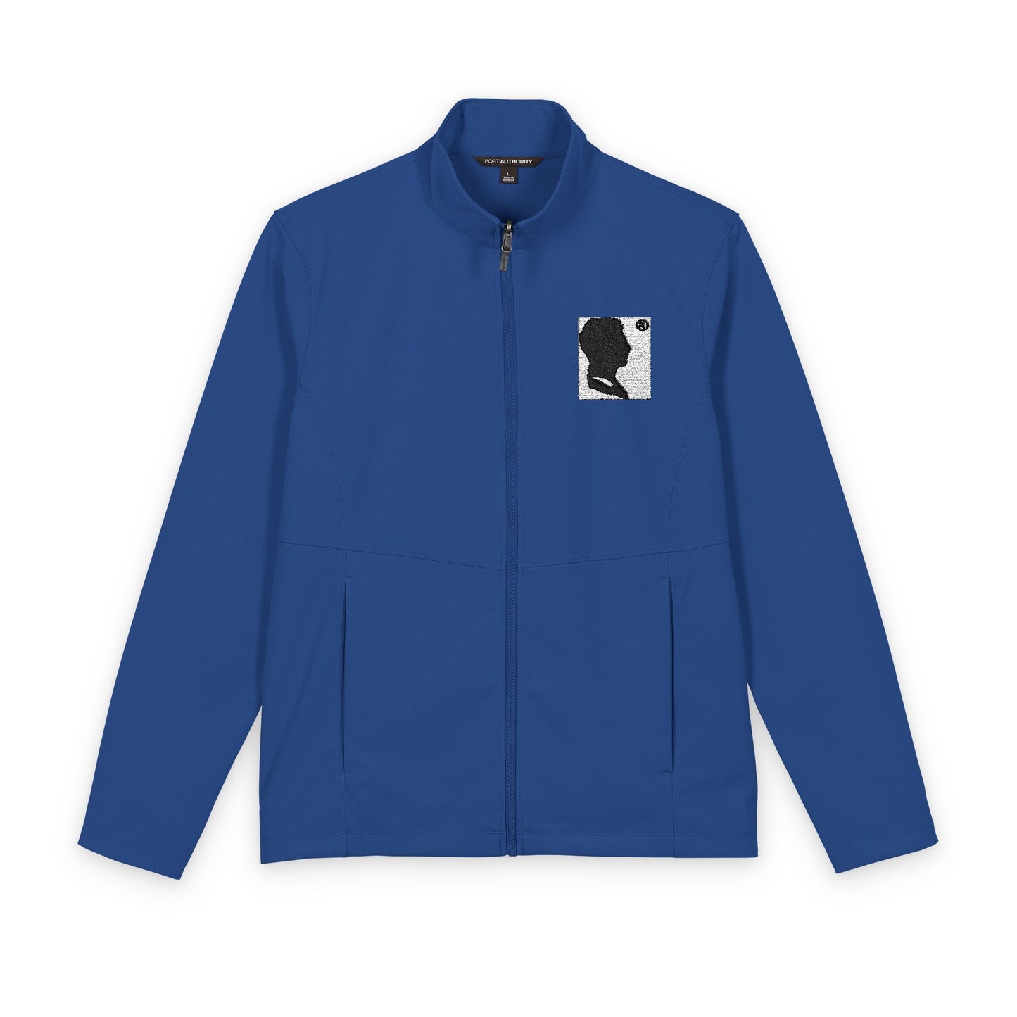 Men's Soft Shell Jacket with Abstract Black & White Dog Patch Pax Lux Fashion