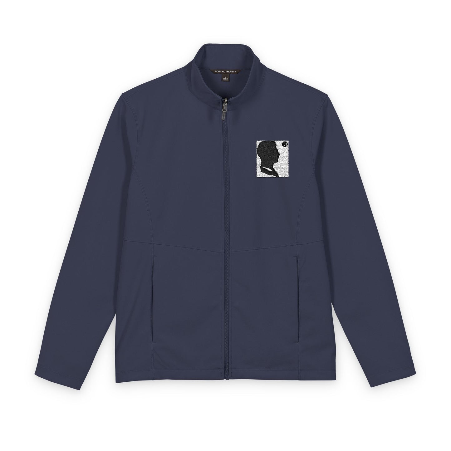 Men's Soft Shell Jacket with Abstract Black & White Dog Patch Pax Lux Fashion