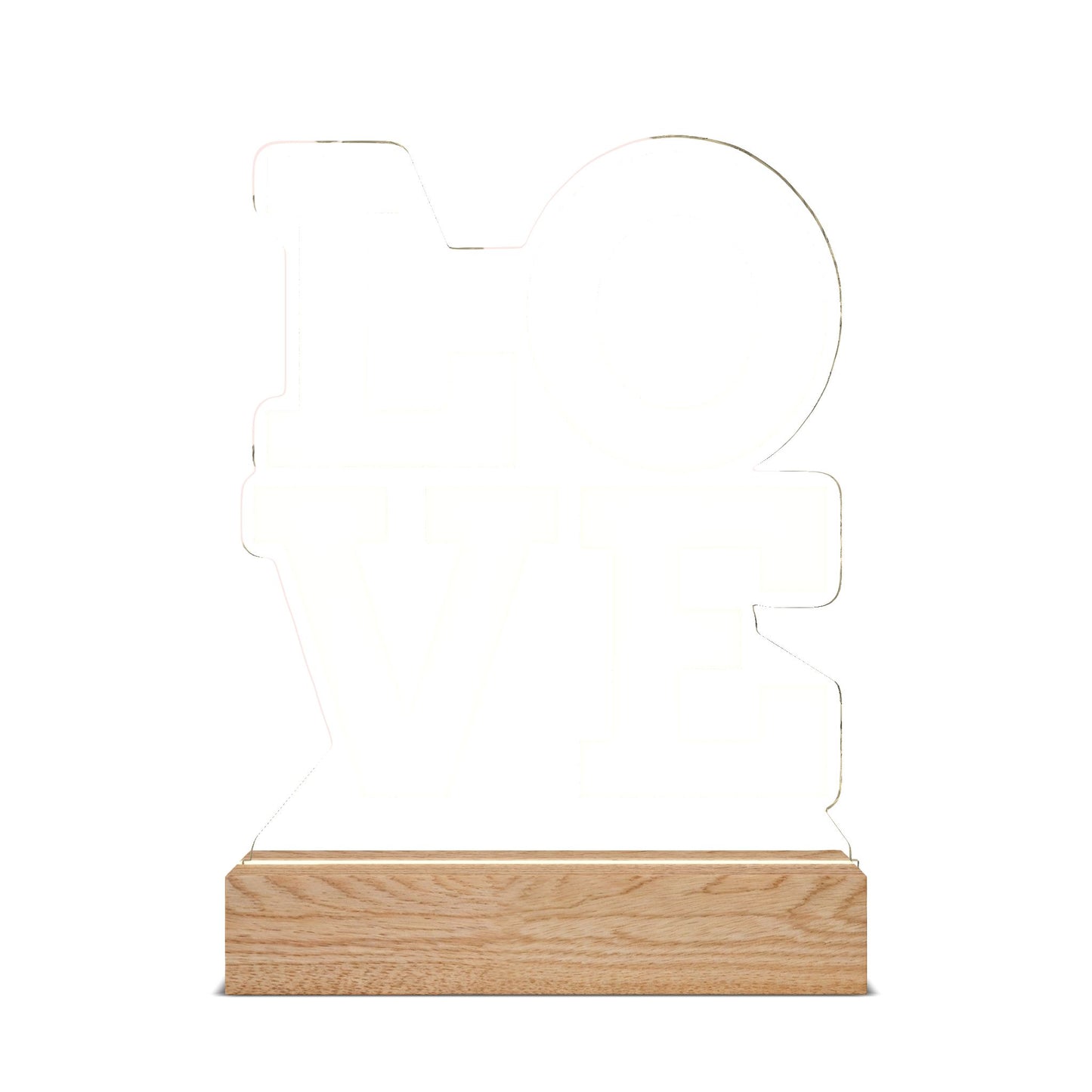 Personalized Shape LED Lamp on Wooden Base